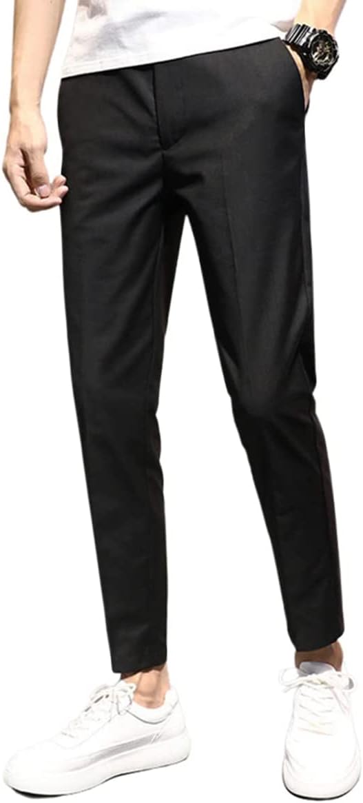 Men's Cropped Suit Pants Slim-Fit Ankle Length Dress Pants