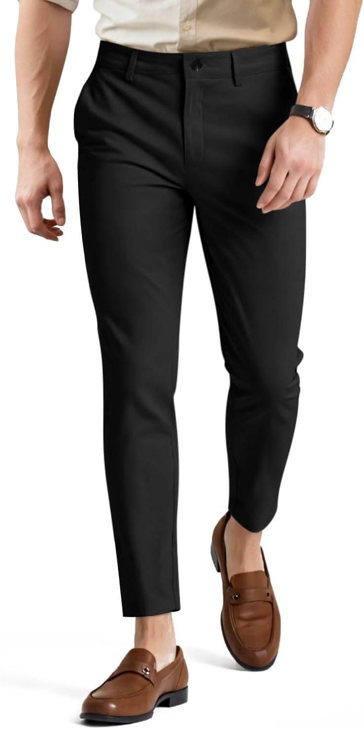 Mens Dress Pants Slim Fit Stretch Fashion Plaid Pant Skinny Leg