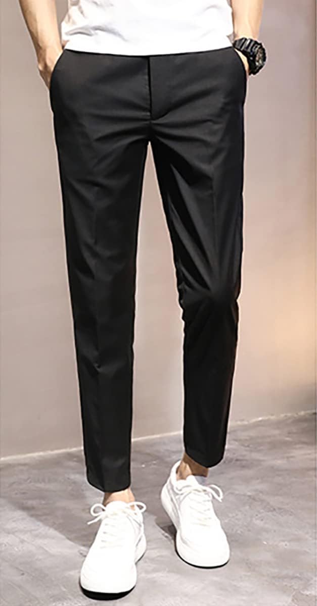 Men's Cropped Suit Pants Slim-Fit Ankle Length Dress Pants