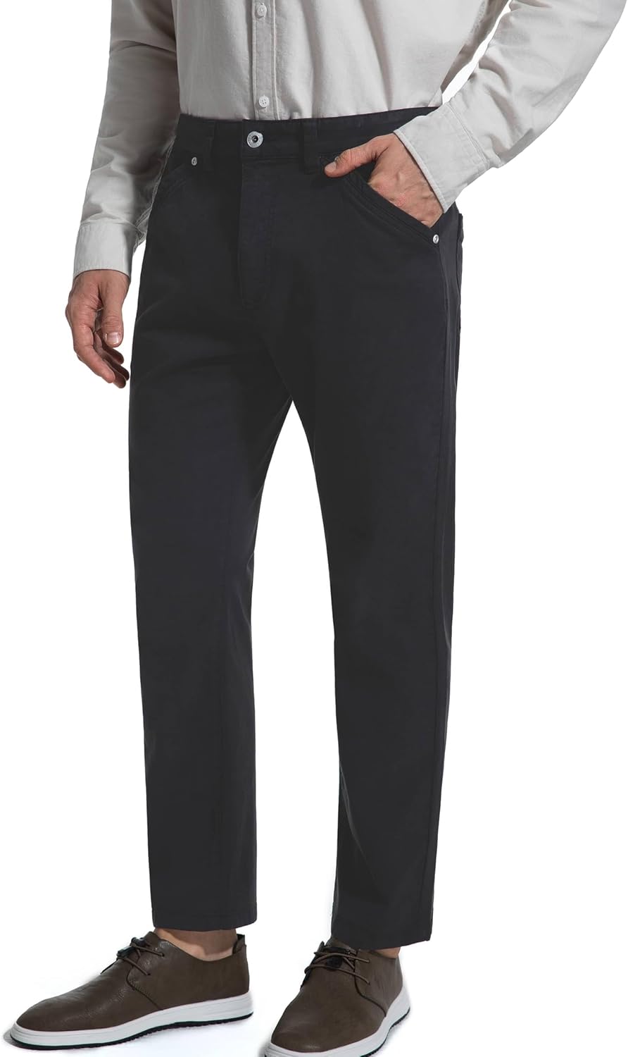 Skinny Khaki Pants for Men Short Inseam 26 27" Cropped Ankle Length Slim Fit Stretch Casual Chinos Vintage Washed