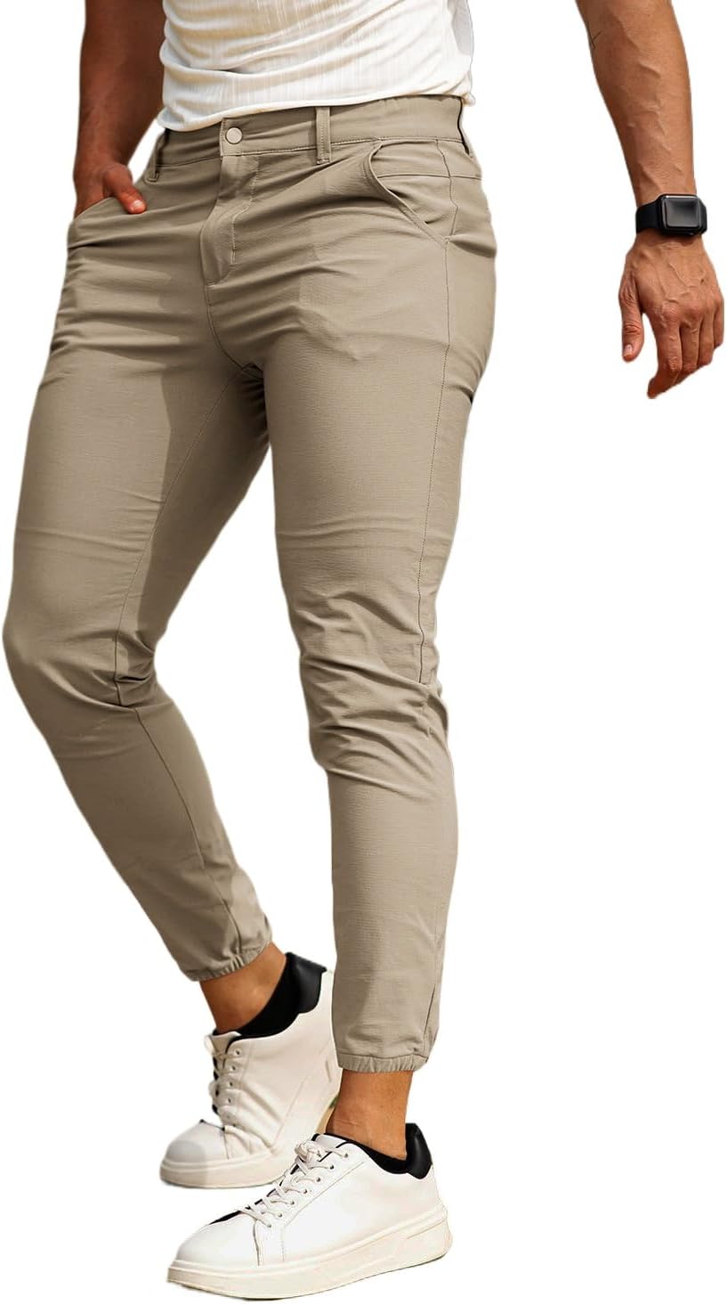 Men's 4-Way Stretch Slim Tapered Fit Golf Joggers -30" 28" 26" Inseam Nylon