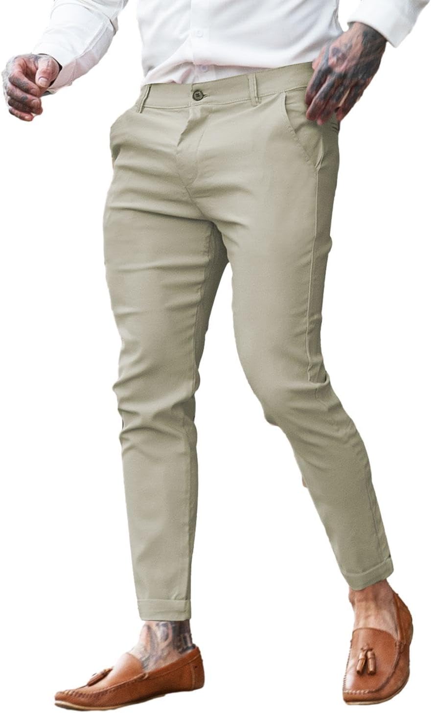 Mens Dress Pants Slim Fit Chino Pants for Men Stretch