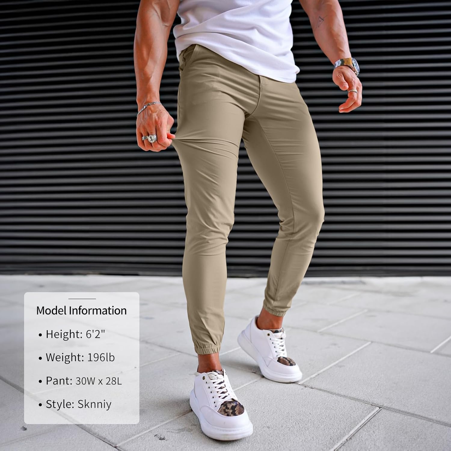 Men's 4-Way Stretch Slim Tapered Fit Golf Joggers -30" 28" 26" Inseam Nylon