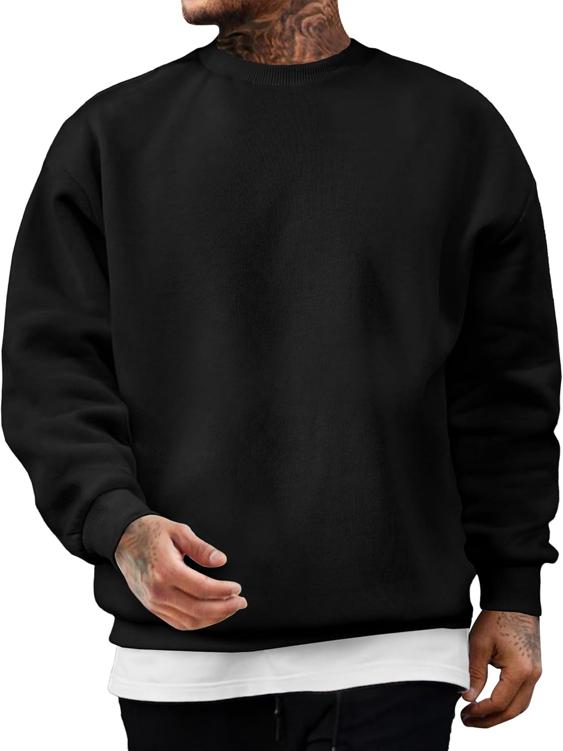 Men's Casual Long Sleeves Crewneck Sweatshirts Cotton Pullover Sweatshirt for Men