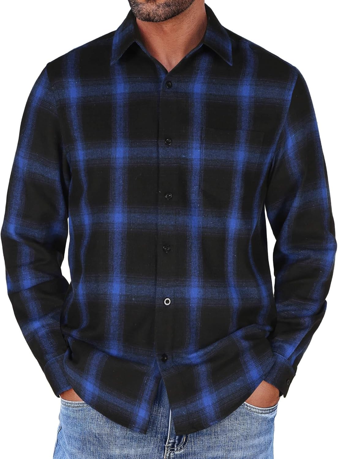 Mens Flannel Shirts Long Sleeve Button Down Shirt with Pocket Casual Shirts Work Shirts for Men