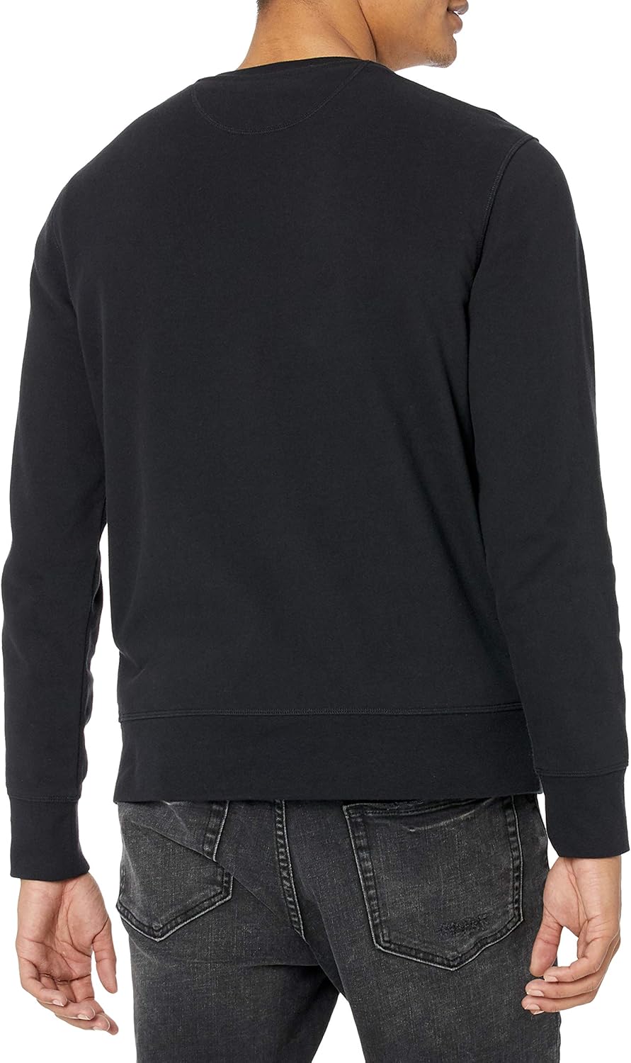 mens Long-Sleeve Lightweight Fleece French Terry Crewneck Sweatshirt
