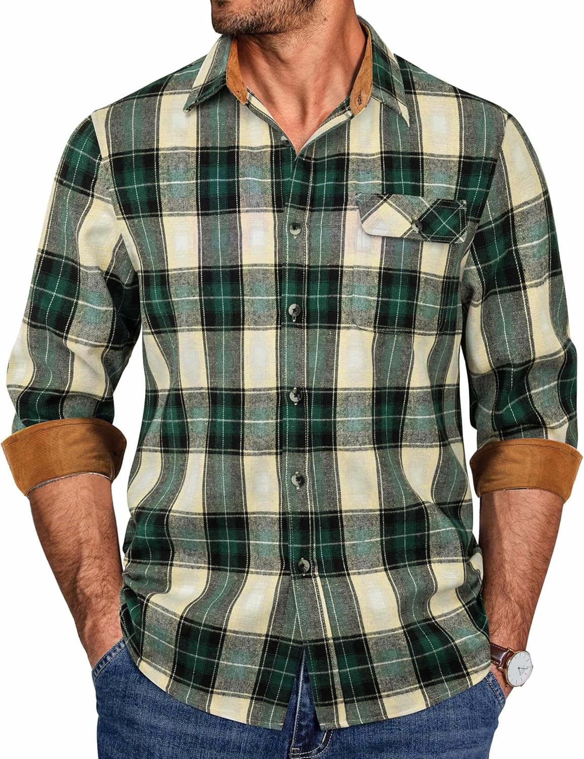 Mens Flannel Shirts Long Sleeve Button Down Shirt Casual Shirts Work Shirts for Men