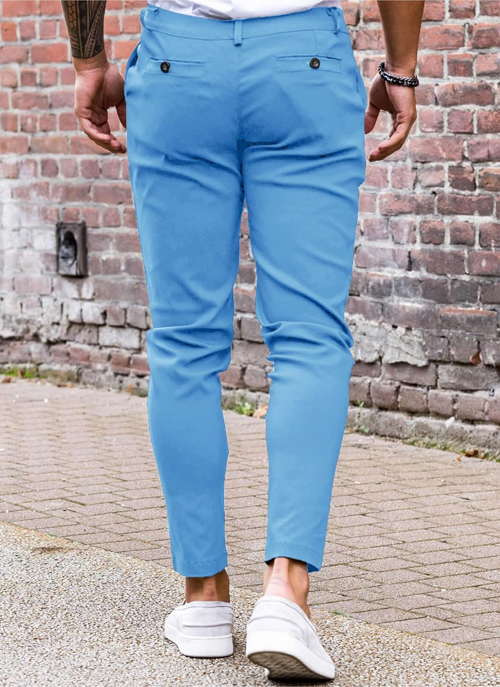 Mens Chinos Slim Fit Pants Flat Front Stretch Skinny Tapered Dress Pants Comfort Casual Solid Trousers