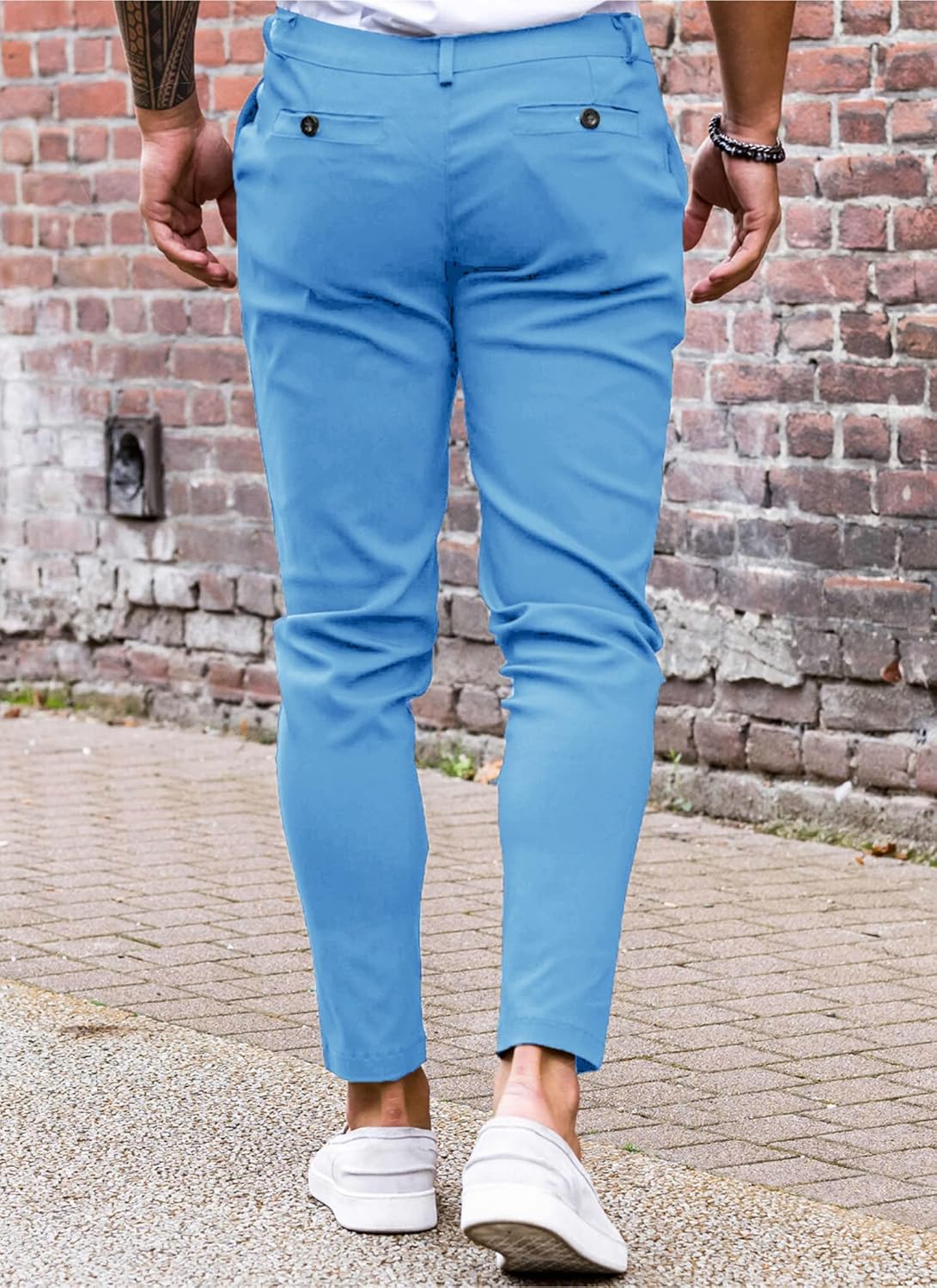 Mens Chinos Slim Fit Pants Flat Front Stretch Skinny Tapered Dress Pants Comfort Casual Solid Trousers