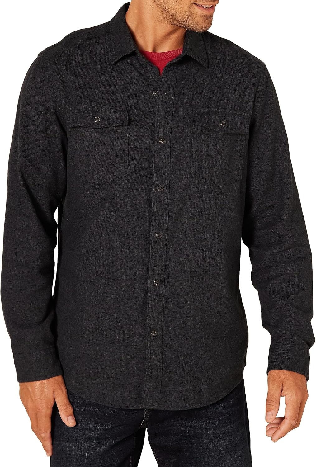 Men's Flannel Shirts, Long-Sleeve, Slim-Fit, Two-Pocket, Plaid